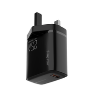 Chargeur USB 25W avec prise UK pour téléphone portable, chargeur iPhone, charge rapide LED, chargeur mural portable de voyage pour smartphone Android