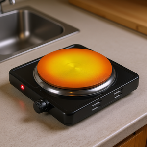 Plaque chauffante électrique portable 1500W à brûleur unique avec surface en caoutchouc pour utilisation sur comptoir de camping-car - Product Image 2