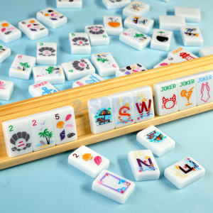 Logo personnalisé de couleur acrylique Mahjong Couleurs vives Poli <span class=keywords><strong>Plage</strong></span> Mahjong Jeu de société Ensemble - Product Image 6