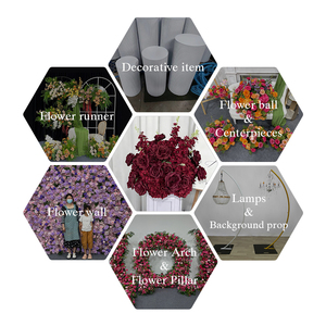 Burgundy Rose Hydrangea Silk <b>Artificial</b> <b>Flower</b> Arrangement Dark Red Handmade Swag for Wedding Welcome Sign Ceremony Backdrop - Product Image 5