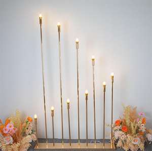 Suministros de boda, soporte de <span class=keywords><strong>10</strong></span> cabezas, para el hogar candelabro, centro de mesa dorado de Metal, pilar de pasarela para decoración de escenario de boda - Product Image 5