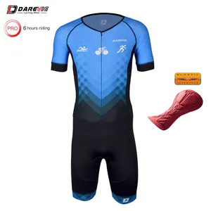 DAREVIE OEM定制蓝色三件套赛车自行车游泳跑步短裤袖子铁人三项套装
