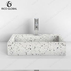 Meuble de salle de bain luxueux et minimaliste avec lavabo en terrazzo, matériau de la structure en PVC imperméable et résistant aux rayures, lavabo en céramique - Product Image 1