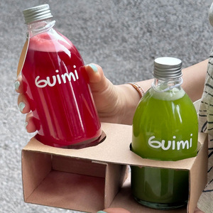 In Stock Empty Cylinder Shape <strong>200ml</strong> 500ml <strong>Milk</strong>/juice/tea/Wine Drink Glass Bottle Juice Glass Bottle With Plastic/Aluminum Lid - Product Image 1