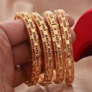 Dubai, venta al por mayor, brazalete de Color dorado, pulsera africana para fiesta de boda, regalo de joyería, brazalete árabe Hawaiano