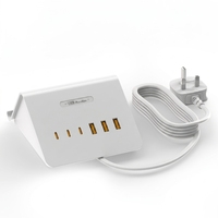Station de charge USB 35W à 6 ports 3C3A, chargeur de bureau, support de téléphone portable, chargeur rapide PD, prise US, certification ETL, fourni par l'usine