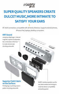 Système audio stéréo HIFI multifonctionnel avec support pour carte TF, entrée AUX, basses puissantes, haut-parleur sans fil Bluetooth avec réveil - Product Image 5
