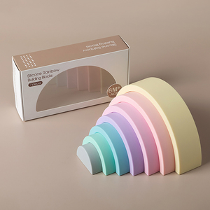 ODM-bloques de apilamiento de silicona sin BPA para bebés, mordedor de apilamiento de arcoíris para niños, juguete educativo para bebés - Product Image 2
