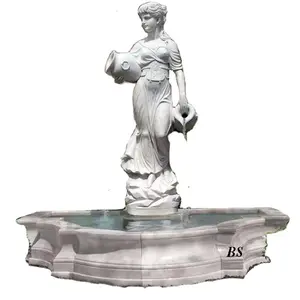 Большой открытый водяной фонтан из натурального камня с женской статуей, скульптура для продажи