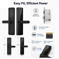Serrure intelligente Glomarket Tuya WiFi avec empreinte digitale, mot de passe, alarme anti-effraction, contrôle à distance par application, adaptée aux portes en bois