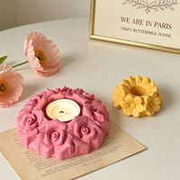 Neue Ideen Rosen-Blumengirlande Kerzenhalter Silikon-Gel-Form Aromatherapie-Kerze Gips-Ornament DIY Valentinstag-Dekoration