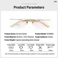 Nouveauté 2025 – Lunettes unisexe sans monture en titane pur et corne de buffle, design carré solide et durable, style élégant, best-seller