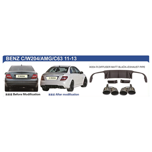 Pour Benz W204 Diffuseur arrière Noir mat et tuyau d'échappement Style AMG 2011-2013 - Product Image 4