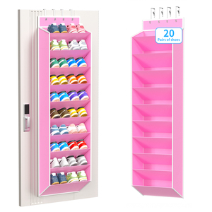 10 Tier Over the Door Organizer Heavy Duty Hanging Storage Rack Holds 20+ Pairs of Footwear, Boots & Sneakers, Save Closet Space