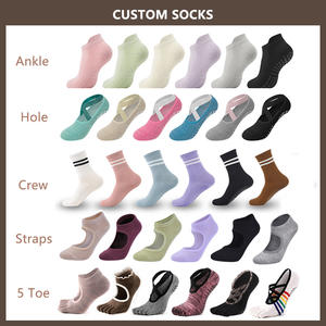 उच्च गुणवत्ता वाली कपास गुलाबी बैले पकड़ मोजे व्यक्तिगत कस्टम एंटी-स्लिप पिलेट्स लोगो के साथ योग मोजे - Product Image 4