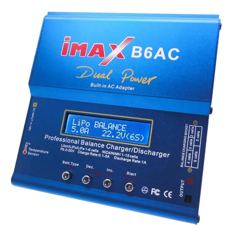 Cargador de batería Lipo HTRC IMAX B6AC 80W 6A airsoft, descargador de doble potencia Nimh Nicd con pantalla LCD Digital