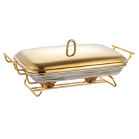 Plats de service rectangulaires en acier inoxydable doré 3L pour buffet, équipement de maintien au chaud pour la restauration en gros