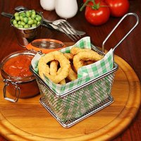 Mini panier carré en fil de fer pour frites, passoire, égouttoir, avec crochets, en stock, Guangdong, accessoire de cuisine, de maison, pour thé et aliments, en maille