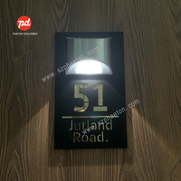 Plaque d'adresse solaire éclairée à LED pour numéro de maison, rue, jardin, allée, porte solaire, plaque d'immatriculation avec lumière