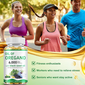 Complément alimentaire à base de plantes pour la santé digestive, huile d'origan sauvage, huile de graines noires, capsules molles, extrait de plantes antioxydant - Product Image 3