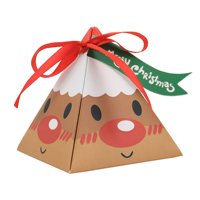 Nouvelle conception 2025 – Petites boîtes cadeaux en papier en forme de cube de Noël avec pelliculage mat pour chips, aliments pour bébés, sushis et ruban