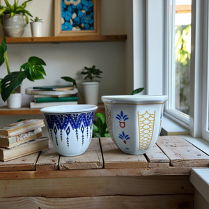 Tazze in ceramica fatte a mano senza manico porcellana arabica tazza di <span class=keywords><strong>caffè</strong></span> <span class=keywords><strong>Set</strong></span> 180ml sottili disegni geometrici e personalizzati - Product Image 4