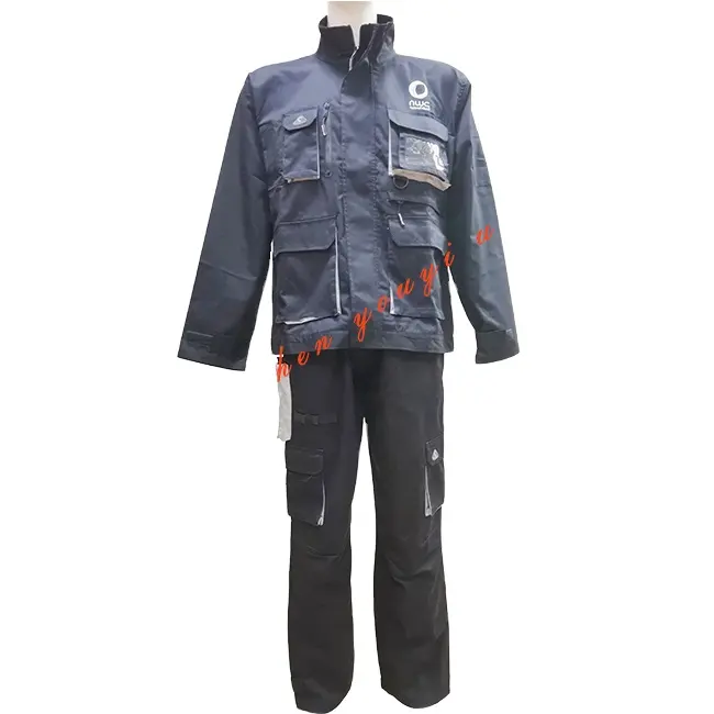 Chaqueta y pantalón de trabajo, ropa de manga larga personalizada, Color azul marino, con Logo