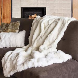 Jeté de Lit Luxueux en Vraie Fourrure de Lapin Naturelle Tapis en Fourrure Couverture Douce en Vraie Fourrure Naturelle pour Canapé et Salon - Product Image 3