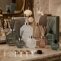 Bouteilles diffuseuses en verre transparent octogonales de 100-200 ml à faible MOQ, économiques, pour diffuseurs à bâtonnets, écologiques, pour la maison