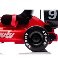 Voiture de course électrique pour enfants, style Formule 1, batterie 12V, aileron aérodynamique, pare-chocs de protection, durable et sûre pour l'extérieur