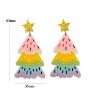 2025 nouveau arbre de noël vert rose pentagramme pendentif acrylique boucles d'oreilles pour le jour de noël accessoire de mode