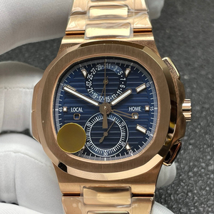 Orologio Meccanico di Alta Qualità 5990 con Disco Blu e Doppio Fuso Orario, Adatto <span class=keywords><strong>per</strong></span> Viaggi d'Affari, Orologio Sportivo di Lusso da <span class=keywords><strong>Uomo</strong></span> - Product Image 1