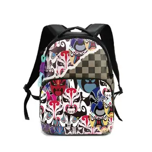 El último diseño de la mochila de los hombres nueva moda ocio graffiti impreso gran capacidad mochila estudiante mochila escolar