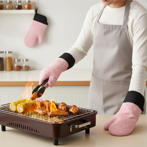 Longues maniques de <span class=keywords><strong>four</strong></span> professionnelles en silicone avec doublure matelassée, accessoires pour barbecue, friteuse, fumoir, <span class=keywords><strong>Weber</strong></span>, <span class=keywords><strong>pizza</strong></span>, micro-ondes - Product Image 1