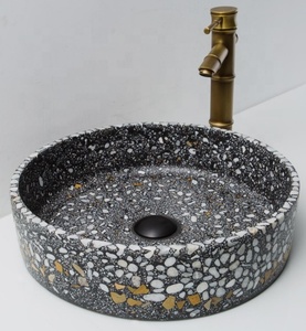Lavabo en béton de style moderne, lavabo de salle de bain en terrazzo, lavabo rond pour se laver les mains - Product Image 1