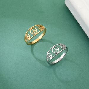 Bagues Symbole de Paix Myshape en Acier Inoxydable pour Femme, Amulette de Protection, Bijoux Anti-Guerre, Cadeaux en Gros - Product Image 3