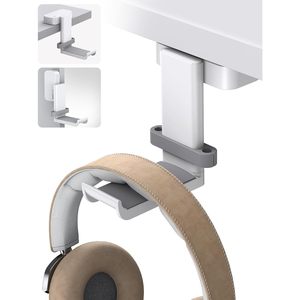 Lamicall White 360 Degree Rotation Aluminium Headphone Stand Sticky Headset Hanger <b>Adhesive</b> <b>Hook</b> Earphone Mount Table - Product Image 2