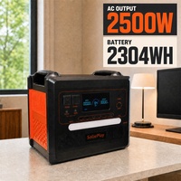 Station d'énergie portable solaire Q2402M 2500W AC, capacité 2304Wh LiFePO4, sortie AC, onde sinusoïdale pure, lampe torche, stock UE/USA