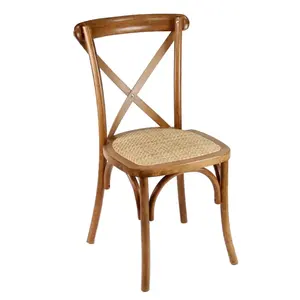 Vente en gros chaise de salle à manger en extérieur en X classique chaise à dossier croisé en bois chaise d'événement mariage empilable