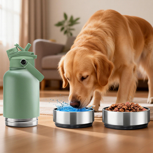 Botella Aislada 3 en 1 de 32 oz con Tapa Doble y Dos Tazones Desmontables para Comida y Agua, Comedero Portátil de Acero Inoxidable para Mascotas - Product Image 6