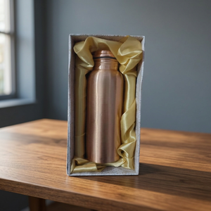 Botella de Agua de Cobre Puro con Tapa, Color Dorado, Gran Capacidad, Taza para Beber, para Hogar, Oficina, Viajes, Camping - Artesanía India - Product Image 4