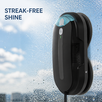 Robot de nettoyage de vitres électrique au design moderne, réservoir d'eau de 85 ml, nettoyage des bords pour grandes surfaces vitrées, noir mat, usage domestique
