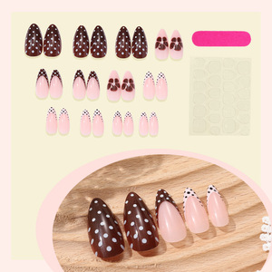 Ongles portables faits à la main de style français, forme amande, en ABS, ongles pressés pré-conçus, pièces détachables <span class=keywords><strong>pour</strong></span> les doigts, <span class=keywords><strong>manucure</strong></span> de Noël - Product Image 2