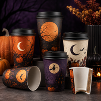 Gobelet en papier jetable pour boissons froides, personnalisé avec logo, pour fête d'Halloween, gobelet en papier commercial pour café