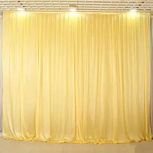 Rideaux d'arrière-plan de mariage en Satin, 10 pieds x 20 pieds (3x6m), Satin de soie jaune, pour fête, décoration de mariage, 50 pièces
