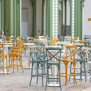 Silla Alta <span class=keywords><strong>de</strong></span> Jardín Multifuncional <span class=keywords><strong>de</strong></span> Lujo, <span class=keywords><strong>de</strong></span> Metal y Aluminio, con Respaldo en X, Estilo Moderno Vintage, Taburete <span class=keywords><strong>de</strong></span> Bar para Comedor, Playa y Exteriores - Product Image 3