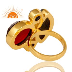 18k <b>Yellow</b> Gold Plated Brass Ring Hydro Garnet Amethyst Gemstone Ring Fashion Rings Jewelry Supplier - Product Image 3