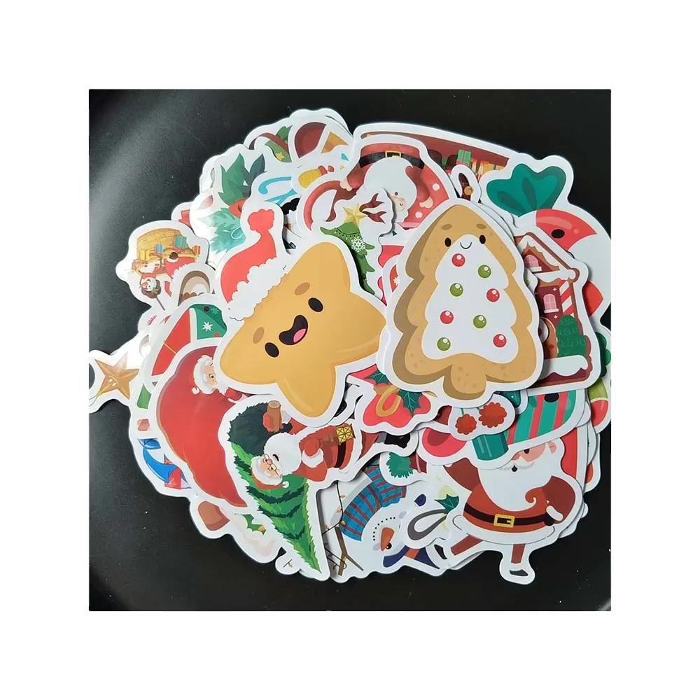 Wholesale Customized Christmas Series Decorative Stickers Cheap Snowman Santa Christmas Tree Sticker for Children for Promotions