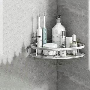 Estante de Almacenamiento de Pared para Cocina y <span class=keywords><strong>Baño</strong></span>, Estantes de Aluminio Flotantes para <span class=keywords><strong>Baño</strong></span>, Cesta <span class=keywords><strong>Colgante</strong></span> para Ducha - Product Image 2