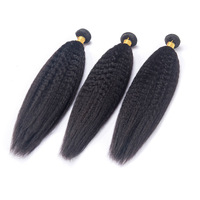 Extensions de cheveux lisses crépus OEM avec dentelle frontale, style africain, petites boucles tendance, en vrac, peuvent être permanentées, en stock directement de l'usine